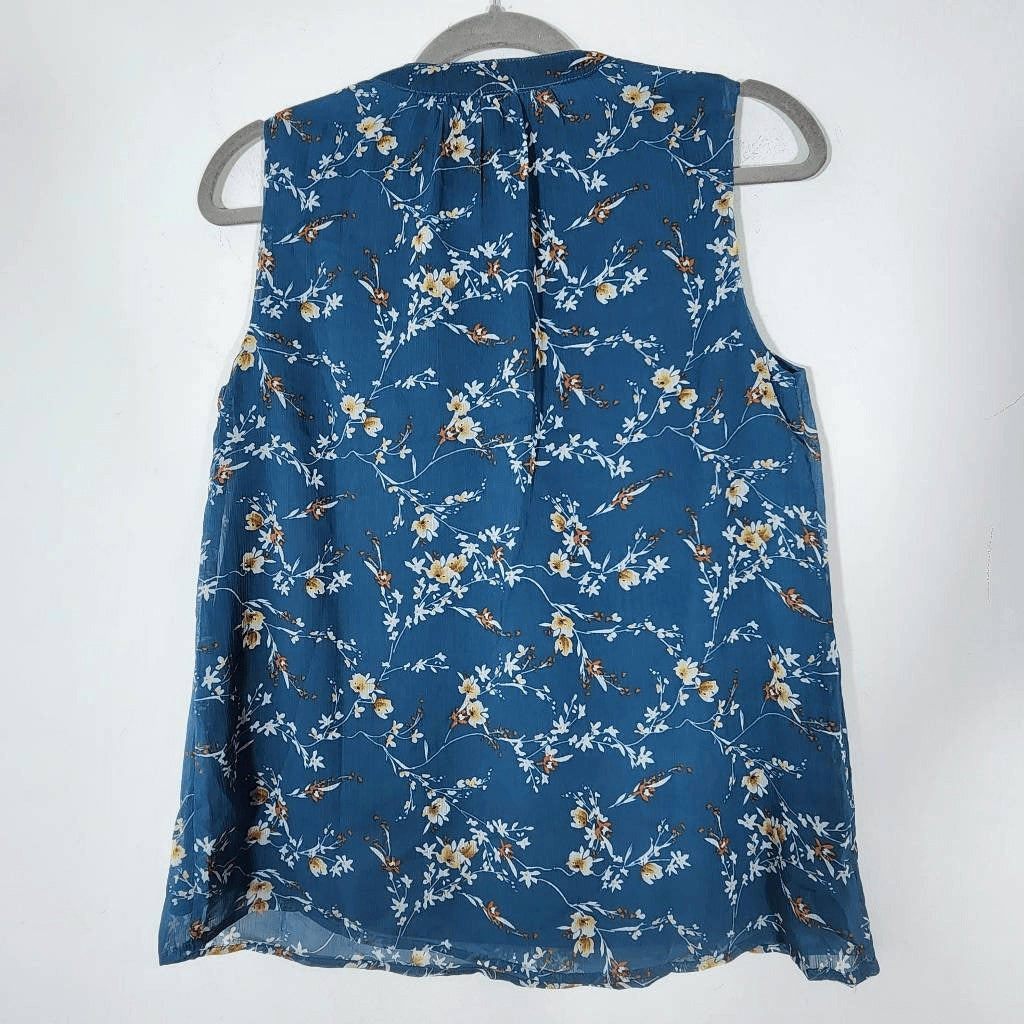 Papermoon Blue Sleeveless Floral Top Size Small NWT Floral Boho Blouse