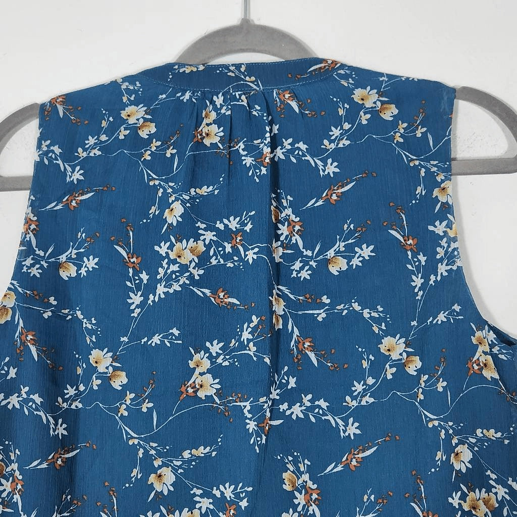 Papermoon Blue Sleeveless Floral Top Size Small NWT Floral Boho Blouse