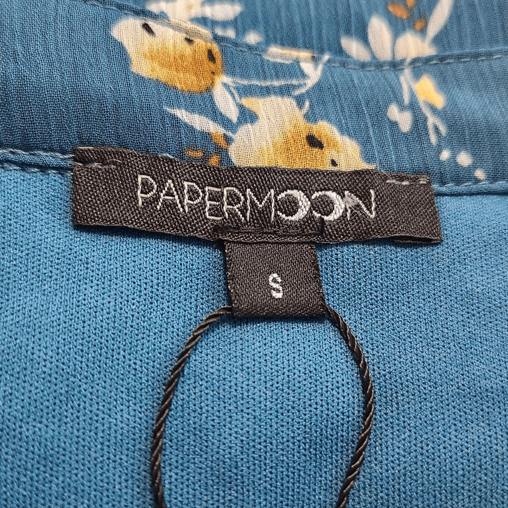 Papermoon Blue Sleeveless Floral Top Size Small NWT Floral Boho Blouse