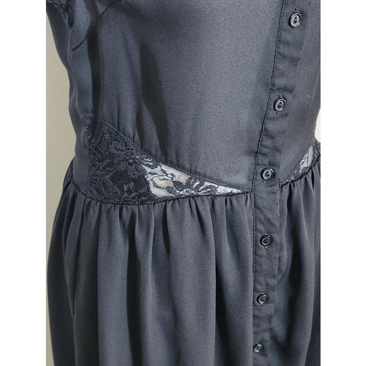 Umgee Black Sleeveless High Low Dress with Lace Panels Size Medium