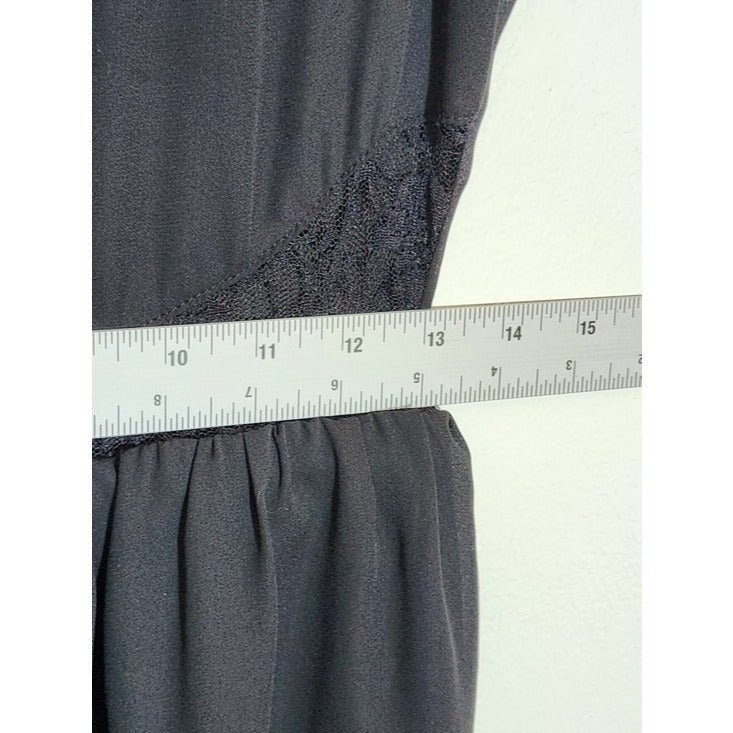 Umgee Black Sleeveless High Low Dress with Lace Panels Size Medium