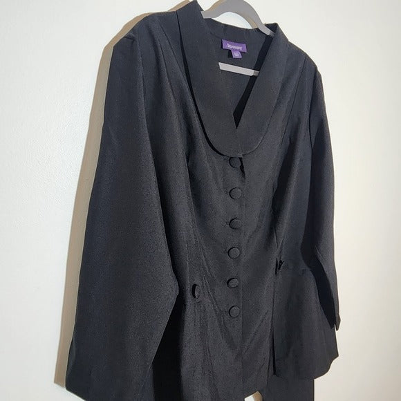 Roaman’s Black Shawl Collar Pant Suit Set Size 26W NWOT