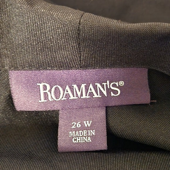 Roaman’s Black Shawl Collar Pant Suit Set Size 26W NWOT