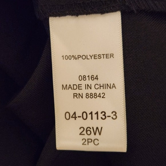 Roaman’s Black Shawl Collar Pant Suit Set Size 26W NWOT