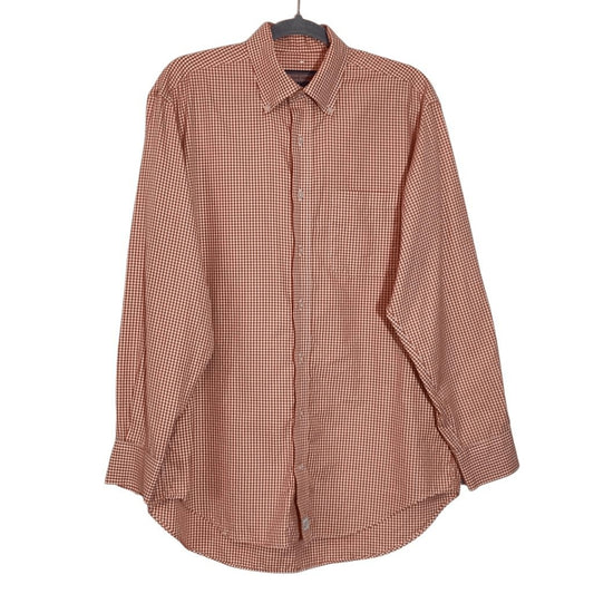 Vineyard Vines Orange Check Button Down Shirt Size Medium Preppy Gingham Shirt