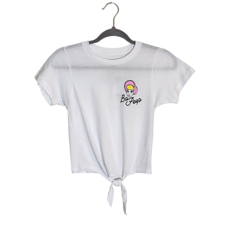 Toy Story Bo Peep White Tie Front Graphic Fitted Tee Size Small NWT