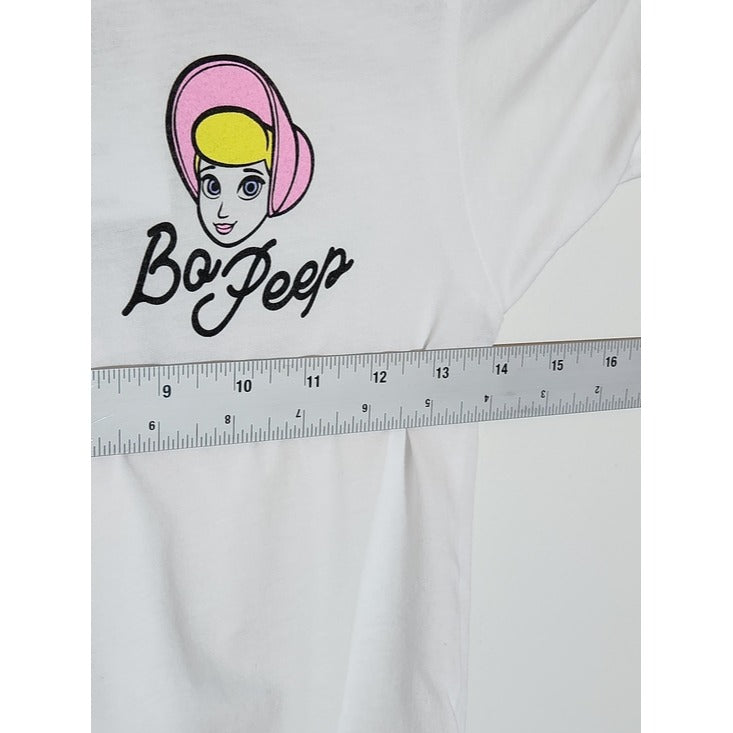 Toy Story Bo Peep White Tie Front Graphic Fitted Tee Size Small NWT