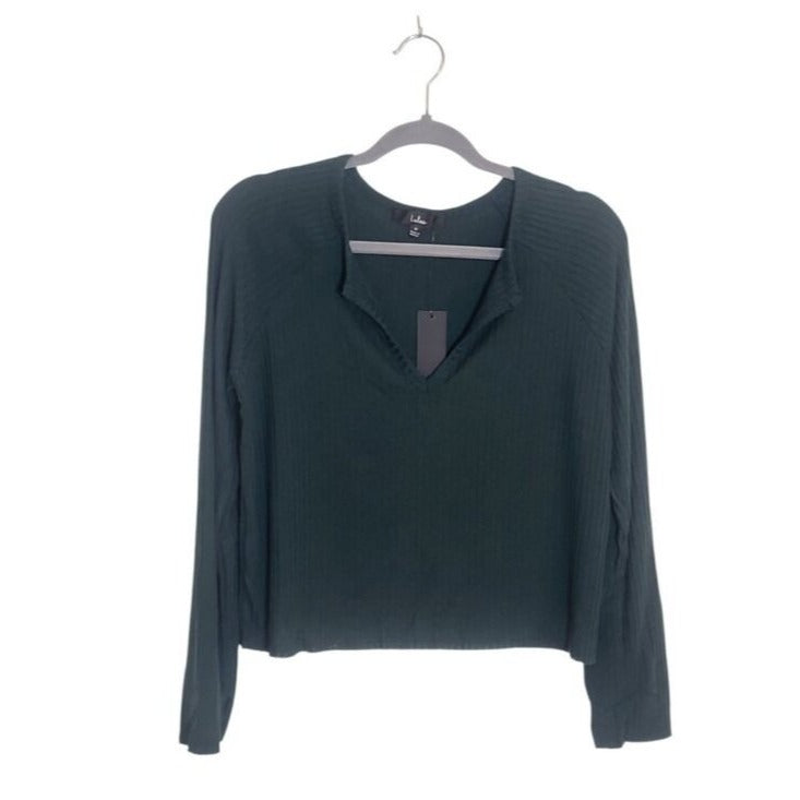 Lulus Forest Green Ribbed Knit Cropped Top Size XS NWT