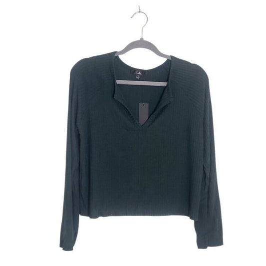 Lulus Forest Green Ribbed Knit Cropped Top Size XS NWT