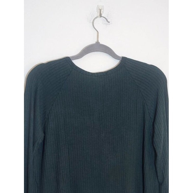 Lulus Forest Green Ribbed Knit Cropped Top Size XS NWT