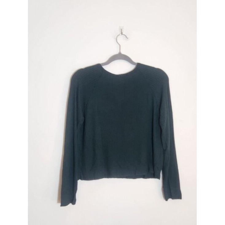 Lulus Forest Green Ribbed Knit Cropped Top Size XS NWT