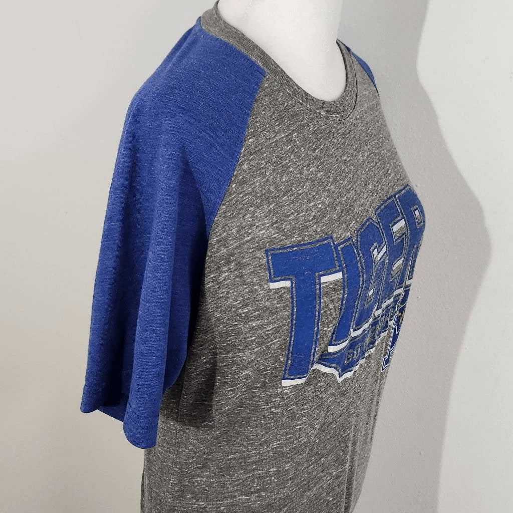 Women's University of Memphis Tigers Gray Raglan Short Sleeve Tee Size Medium
