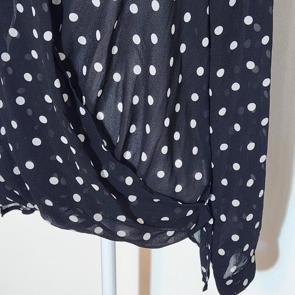 KUT from the Kloth Black Polka Dot Blouse Size Small Sheer Polka Dot Top