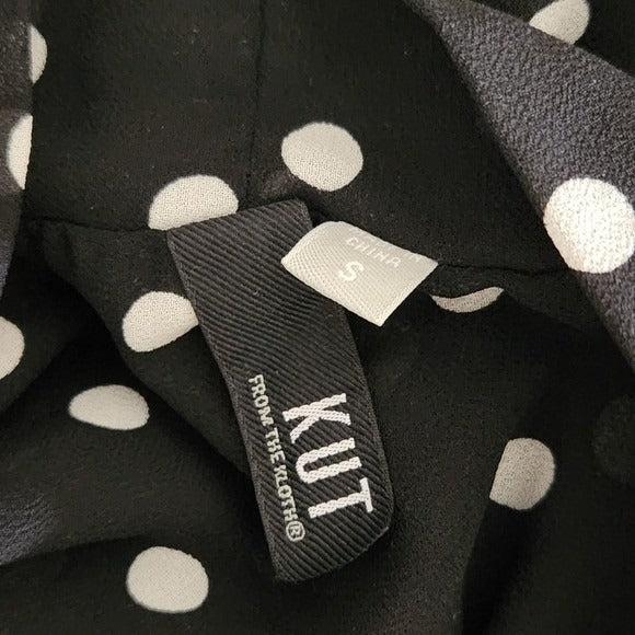 KUT from the Kloth Black Polka Dot Blouse Size Small Sheer Polka Dot Top