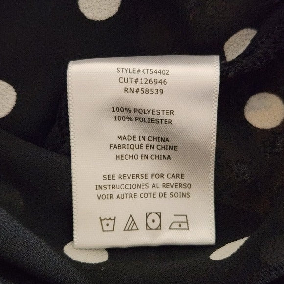 KUT from the Kloth Black Polka Dot Blouse Size Small Sheer Polka Dot Top
