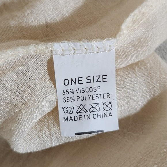 Cream Crochet Beach Cover-up with Backless Style and Colorful Pom Poms One Size