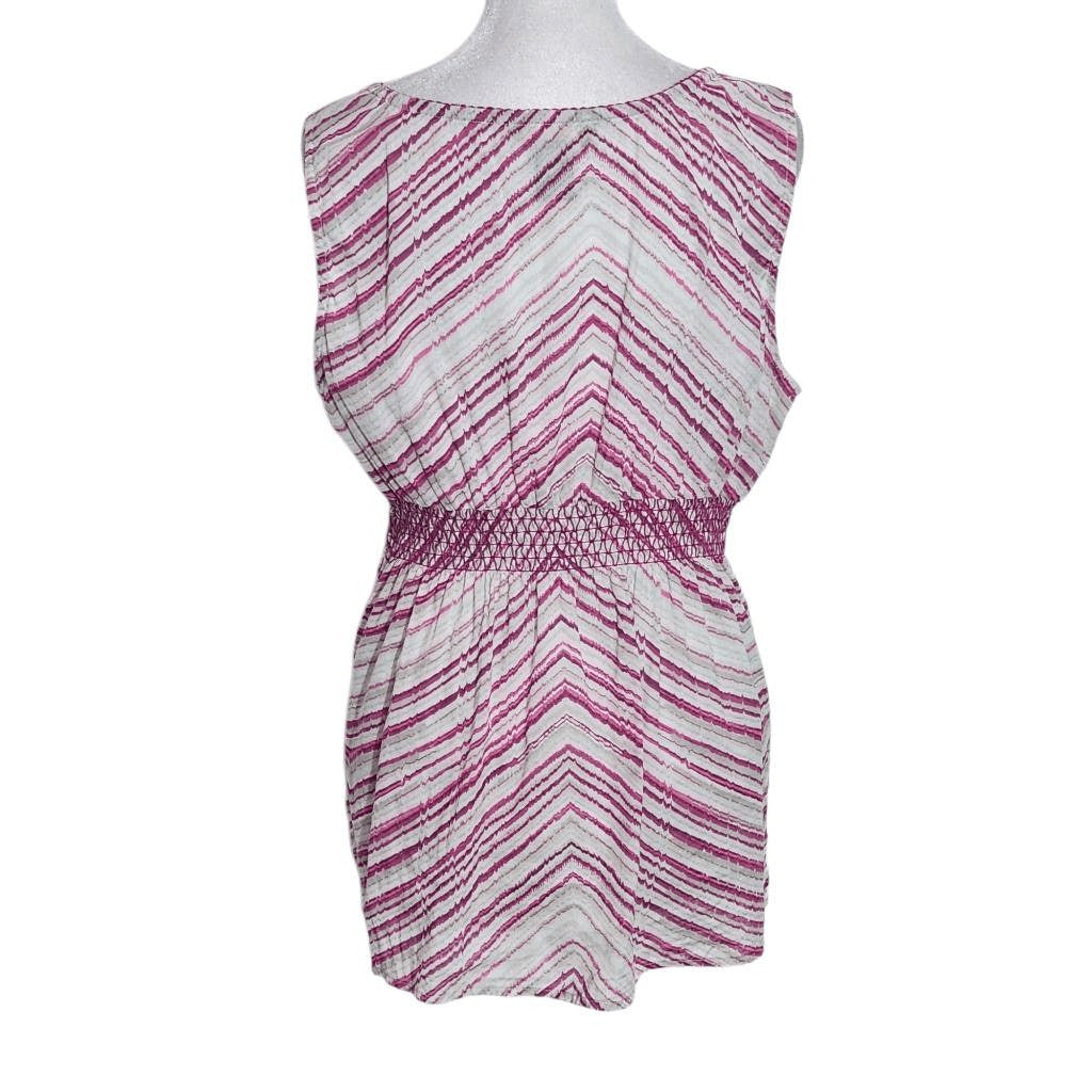 Eddie Bauer Gray and Purple Stripe Sleeveless Top Size Large Magenta Stripe Top