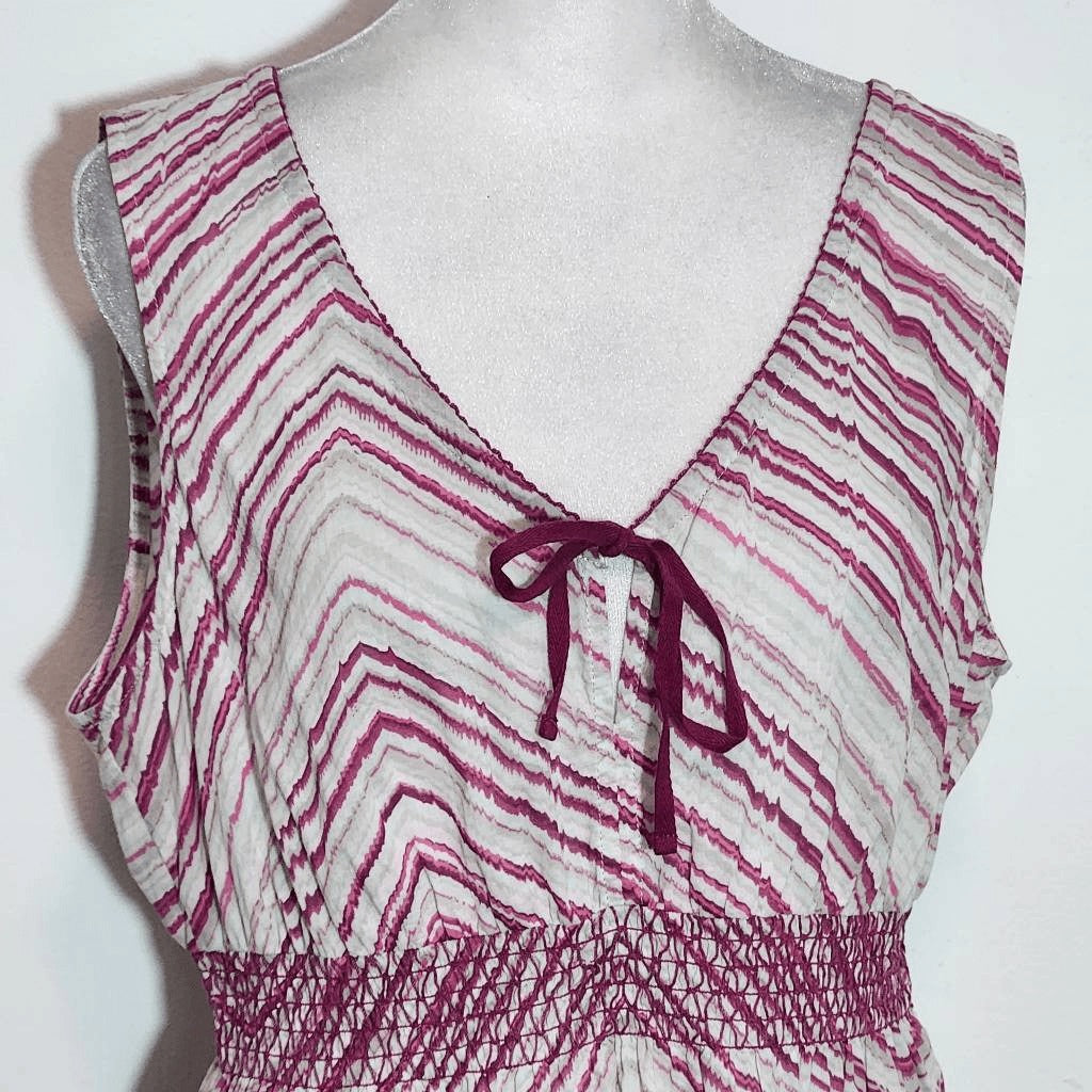 Eddie Bauer Gray and Purple Stripe Sleeveless Top Size Large Magenta Stripe Top