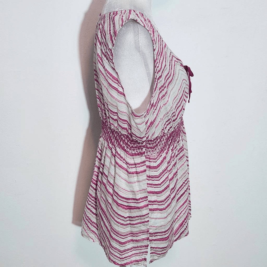 Eddie Bauer Gray and Purple Stripe Sleeveless Top Size Large Magenta Stripe Top