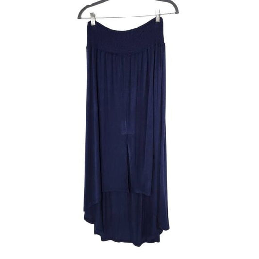 True Craft Navy High Low Dyed Knit Skirt Size Small Blue Dyed Boho Skirt, New