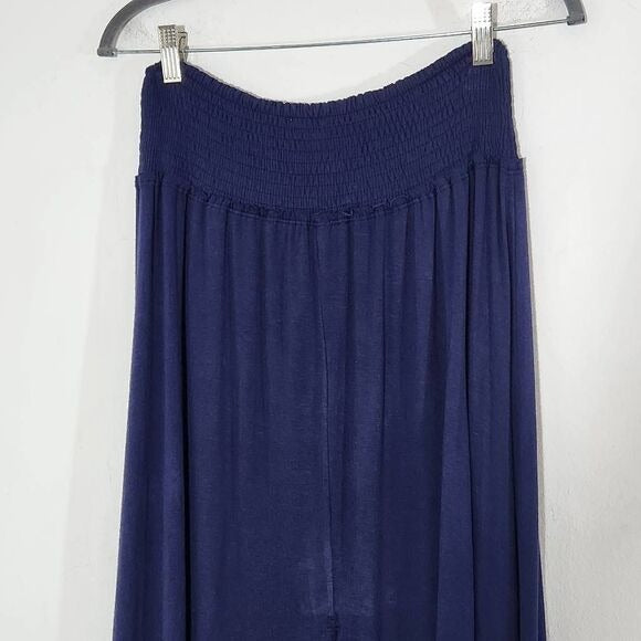 True Craft Navy High Low Dyed Knit Skirt Size Small Blue Dyed Boho Skirt, New