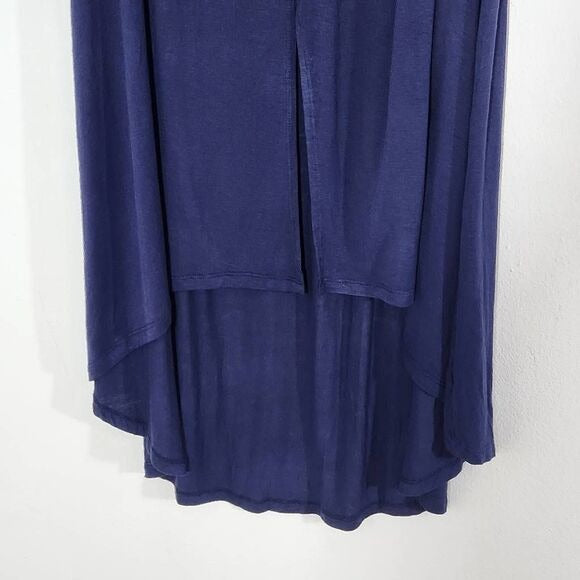 True Craft Navy High Low Dyed Knit Skirt Size Small Blue Dyed Boho Skirt, New
