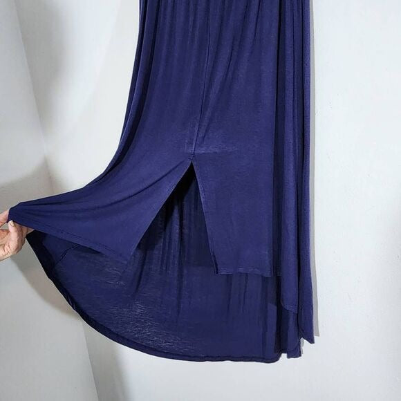 True Craft Navy High Low Dyed Knit Skirt Size Small Blue Dyed Boho Skirt, New