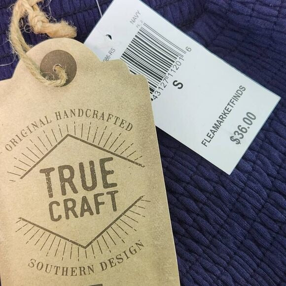 True Craft Navy High Low Dyed Knit Skirt Size Small Blue Dyed Boho Skirt, New