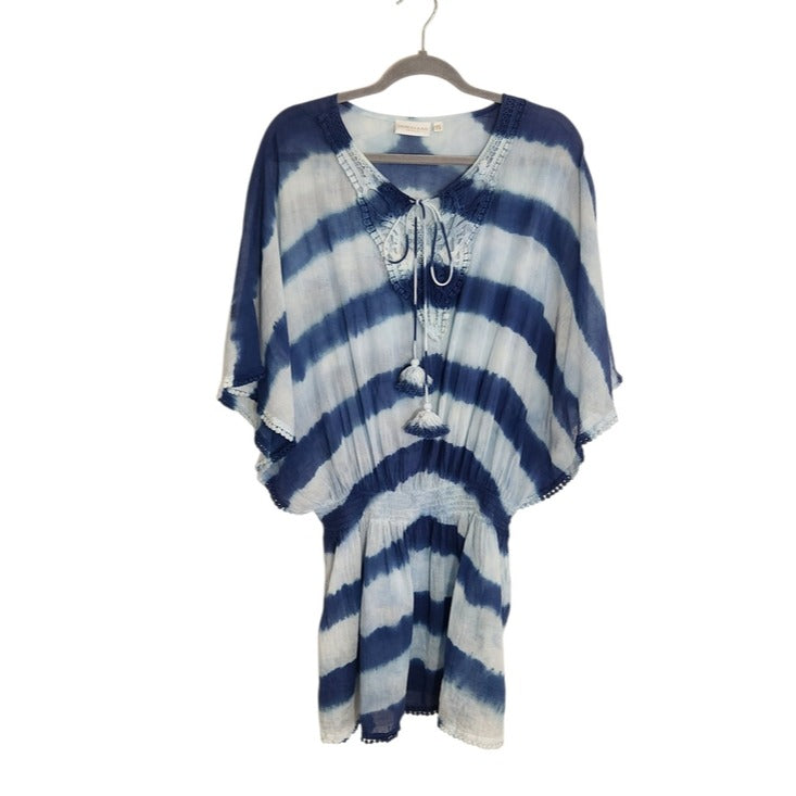 Shiraleah Blue Dyed Cotton Swim Cover-Up One Size