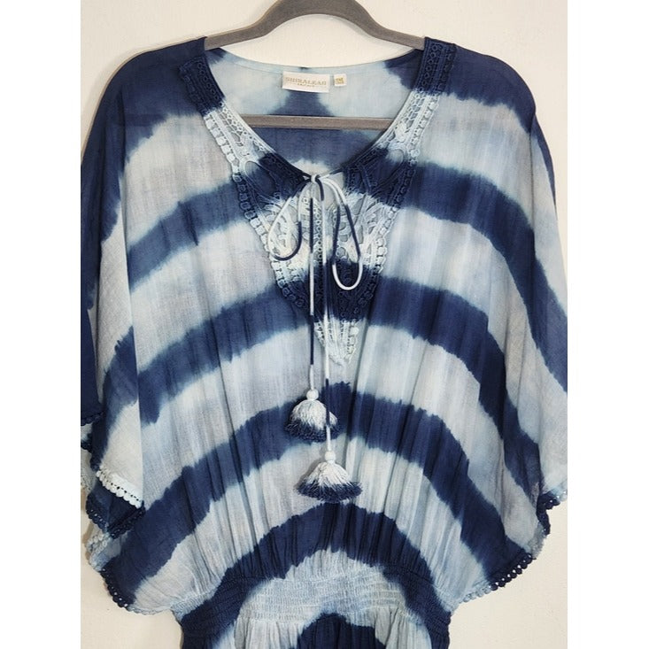 Shiraleah Blue Dyed Cotton Swim Cover-Up One Size