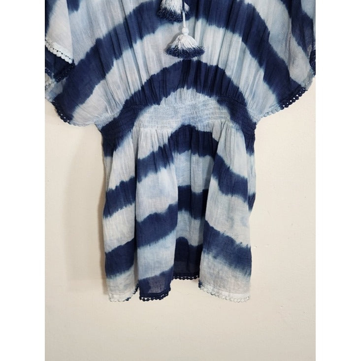 Shiraleah Blue Dyed Cotton Swim Cover-Up One Size