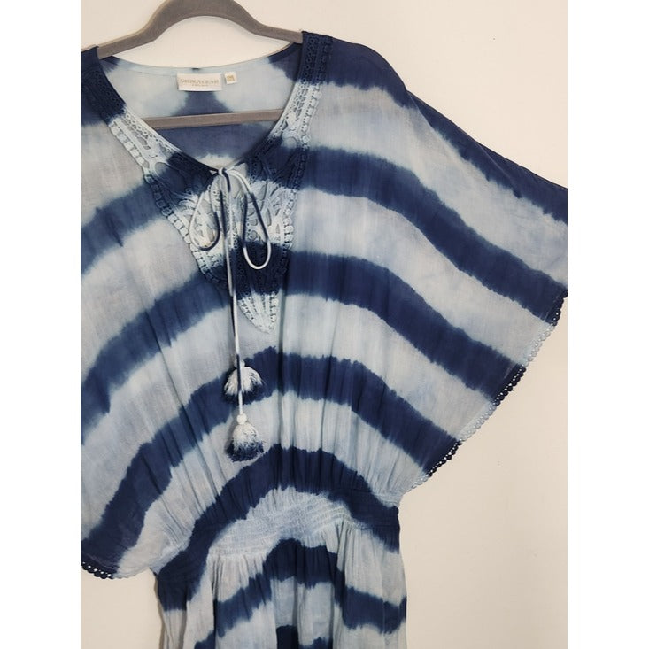 Shiraleah Blue Dyed Cotton Swim Cover-Up One Size