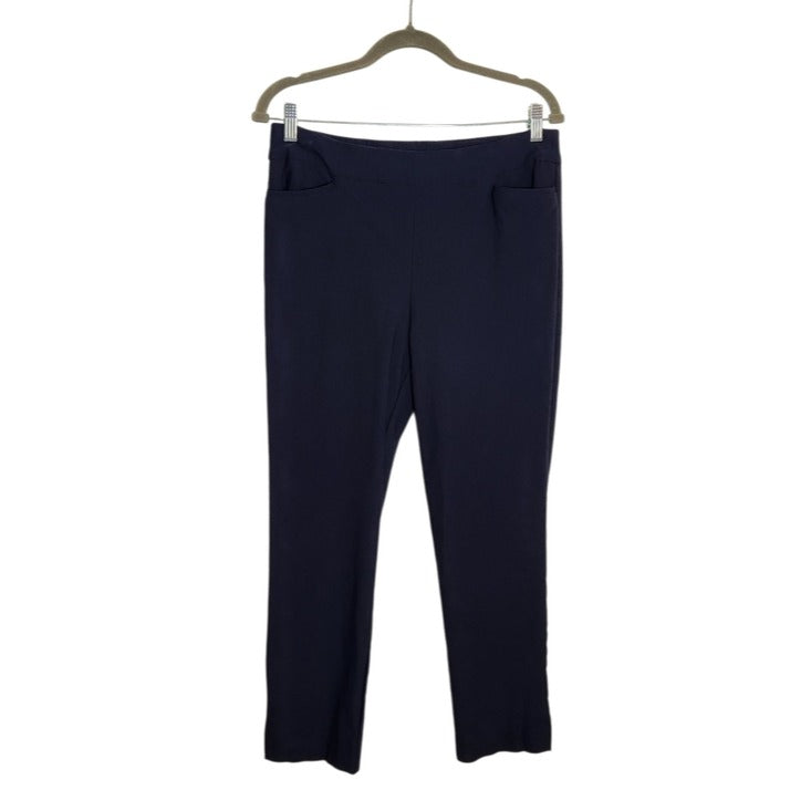 Chico's Navy Straight Leg Pull-On Ankle Pants Size 10
