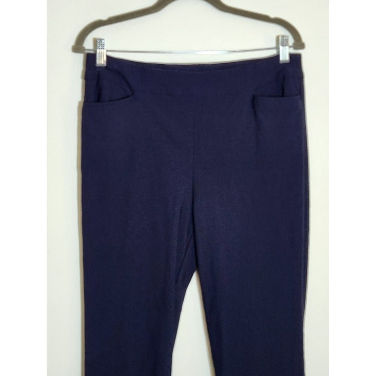 Chico's Navy Straight Leg Pull-On Ankle Pants Size 10