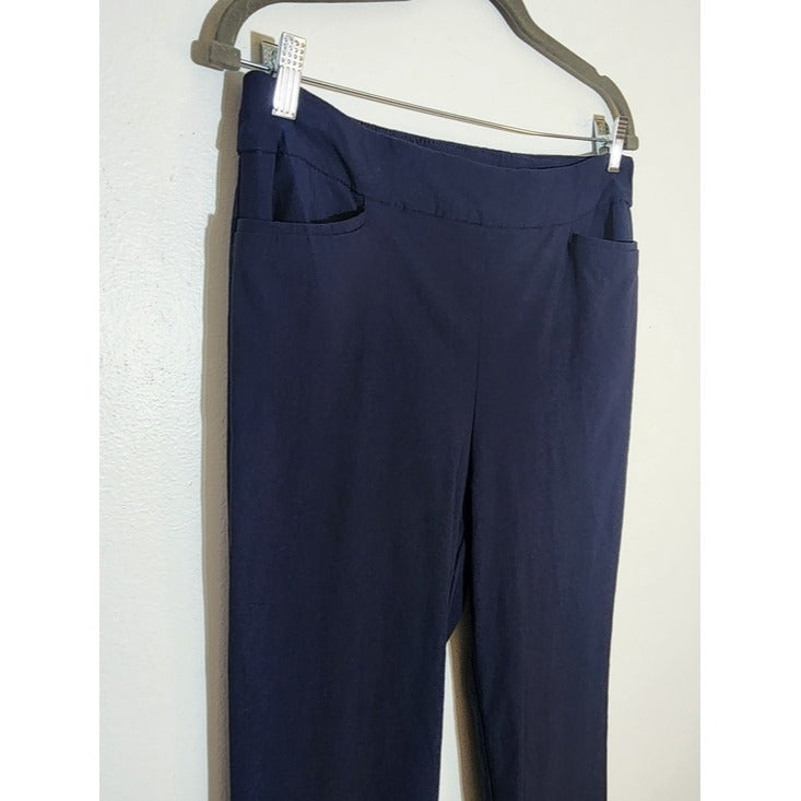 Chico's Navy Straight Leg Pull-On Ankle Pants Size 10