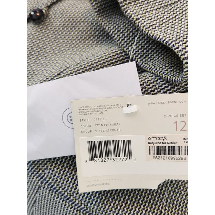 Liz Claiborne Navy and Green Blazer Size 12 NWT