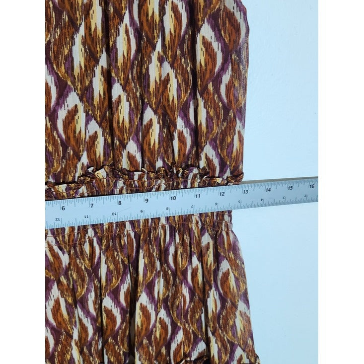 Taylor Brown and Purple Print Tiered Ruffle Mini Dress Sleeveless Size 6