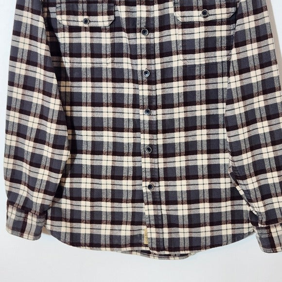 Jachs Brown and Gray Plaid Flannel Shirt Size Large Men's Plaid Flannel