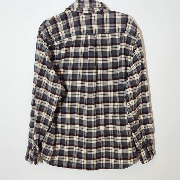 Jachs Brown and Gray Plaid Flannel Shirt Size Large Men's Plaid Flannel