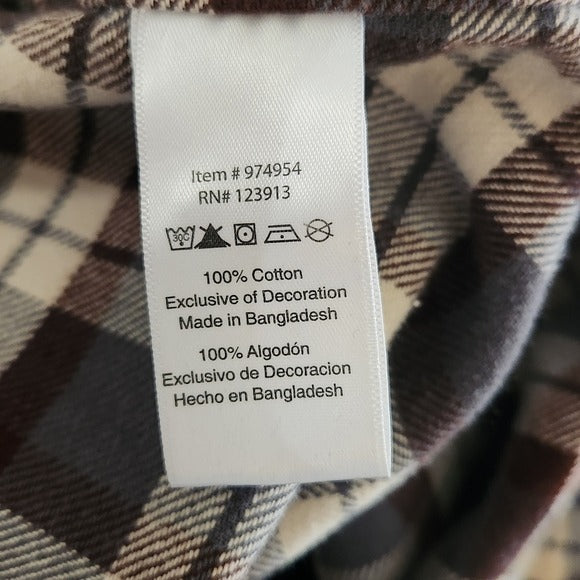 Jachs Brown and Gray Plaid Flannel Shirt Size Large Men's Plaid Flannel