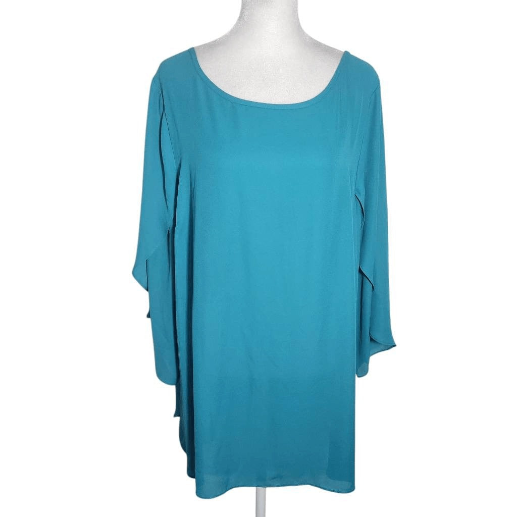 Worthington Turquoise Blue Blouse NWT Size 0X Blue Flowy Blouse