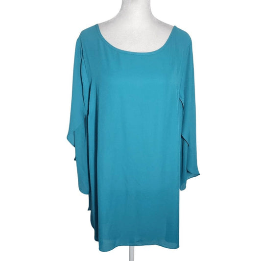 Worthington Turquoise Blue Blouse NWT Size 0X Blue Flowy Blouse