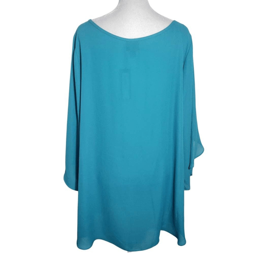 Worthington Turquoise Blue Blouse NWT Size 0X Blue Flowy Blouse
