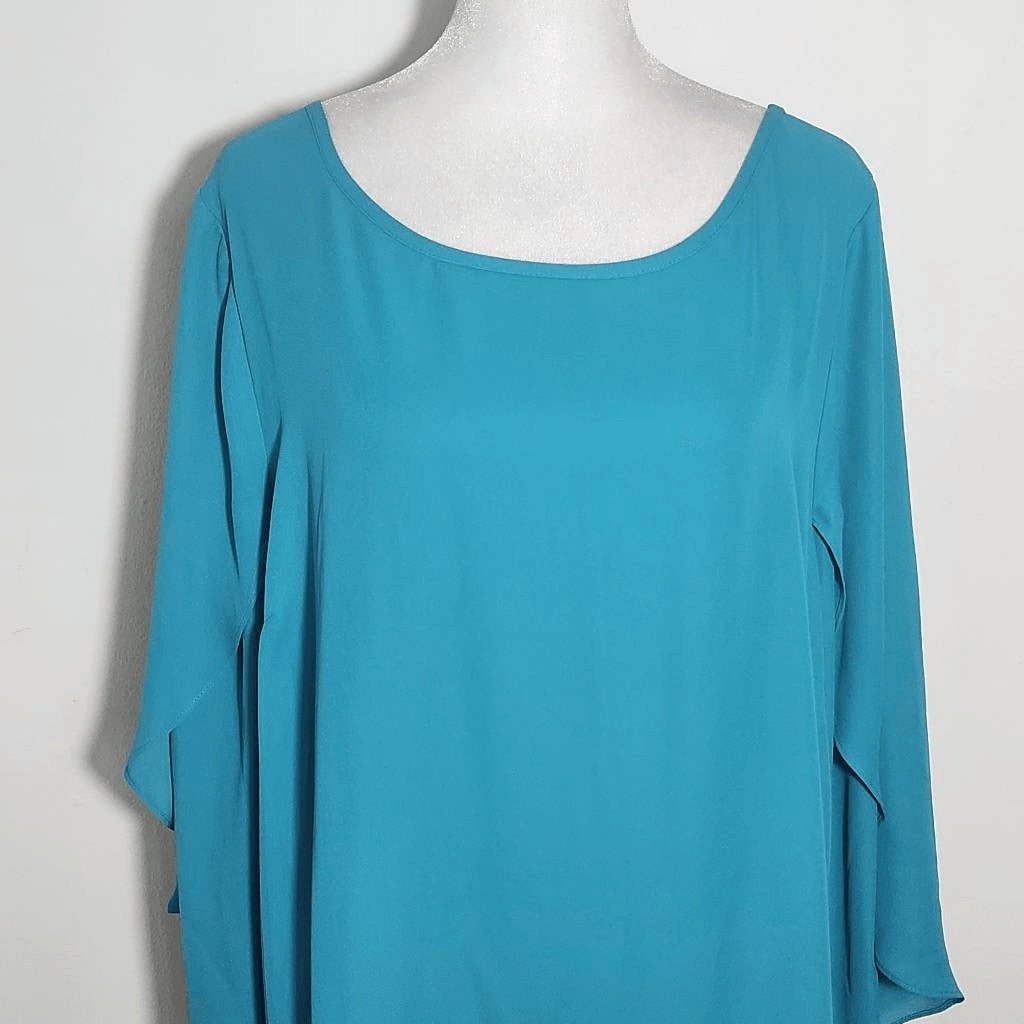 Worthington Turquoise Blue Blouse NWT Size 0X Blue Flowy Blouse