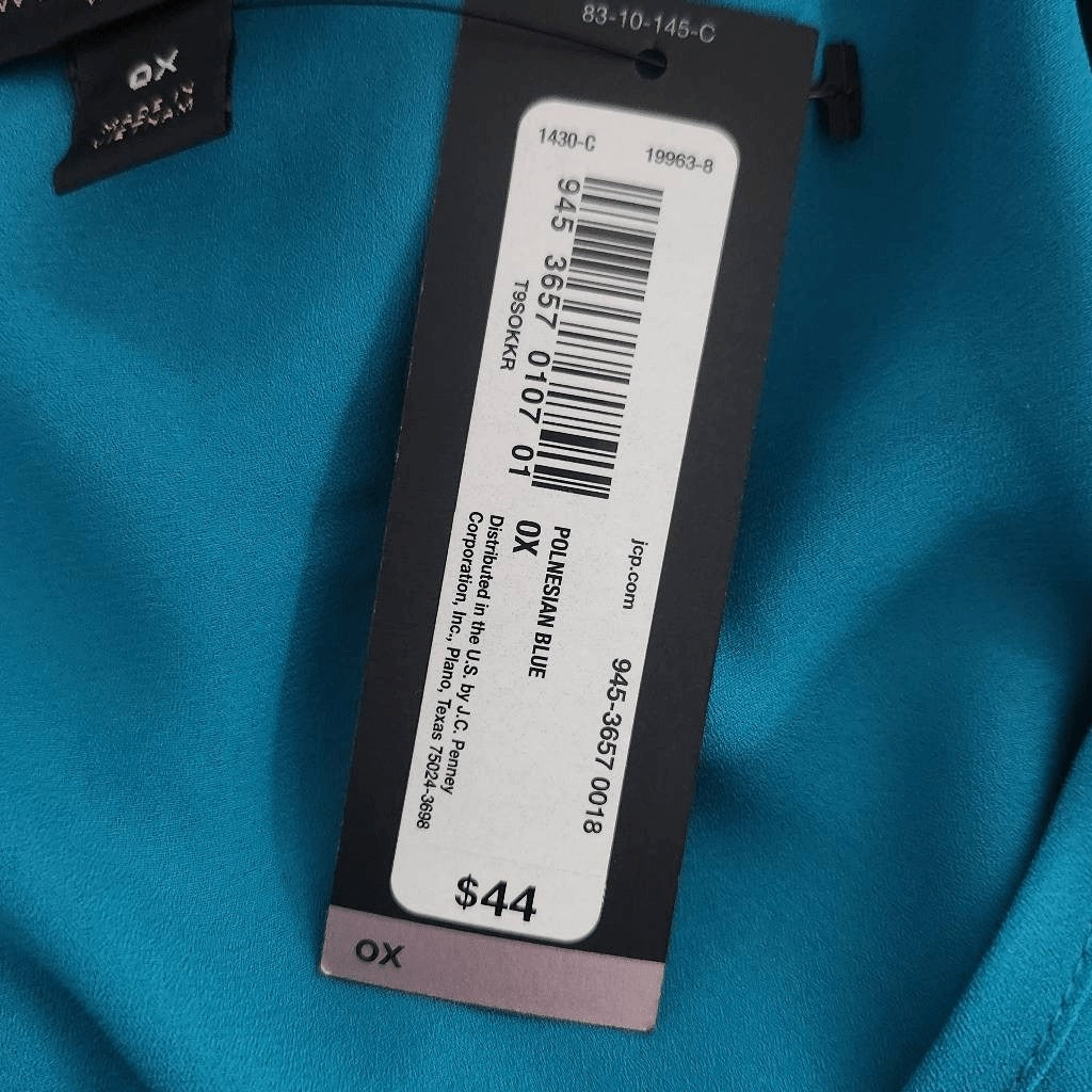 Worthington Turquoise Blue Blouse NWT Size 0X Blue Flowy Blouse