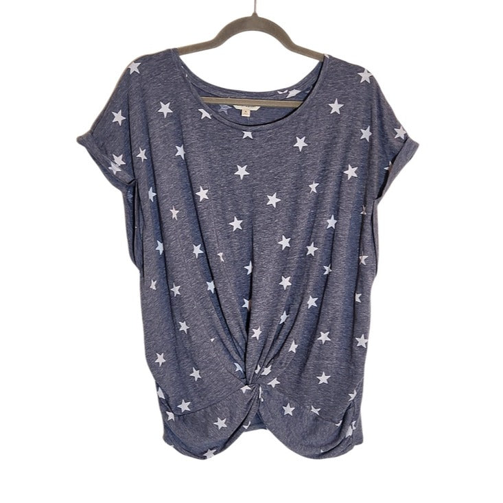 Lucky Brand Gray and White Star Print Tee Size XL NWT