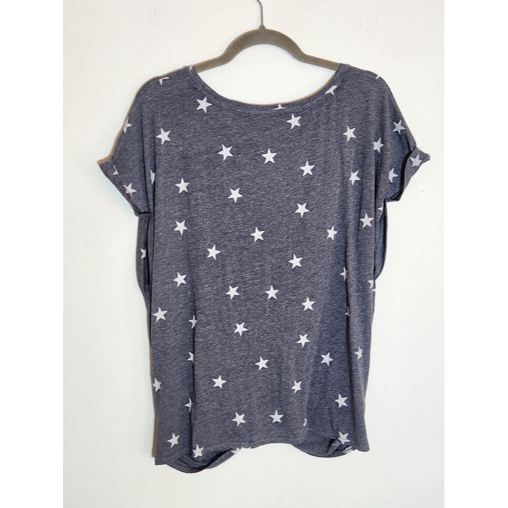 Lucky Brand Gray and White Star Print Tee Size XL NWT