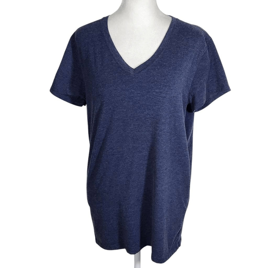 Blue Mountain Navy Short Sleeve V-Neck T-Shirt Size Medium
