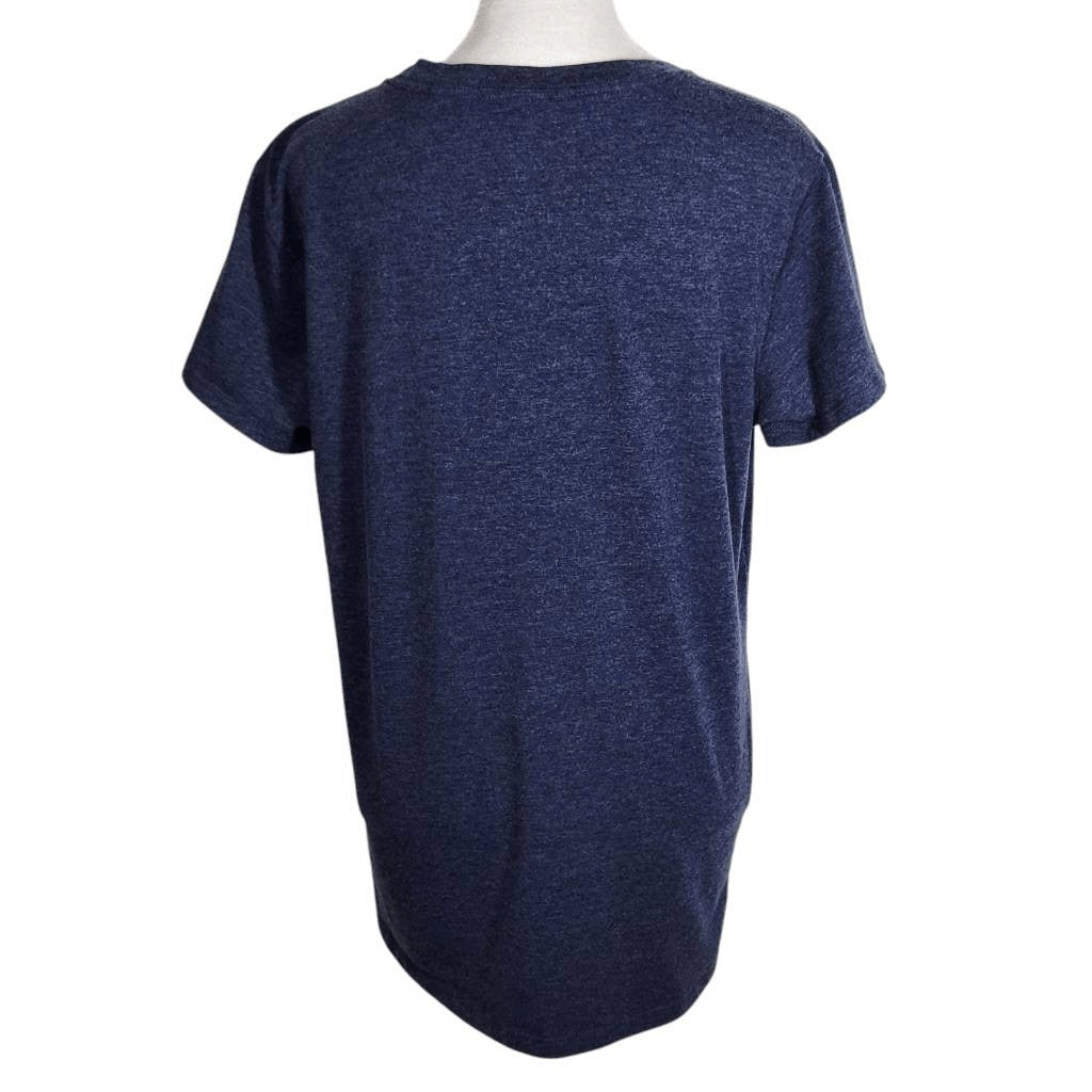Blue Mountain Navy Short Sleeve V-Neck T-Shirt Size Medium