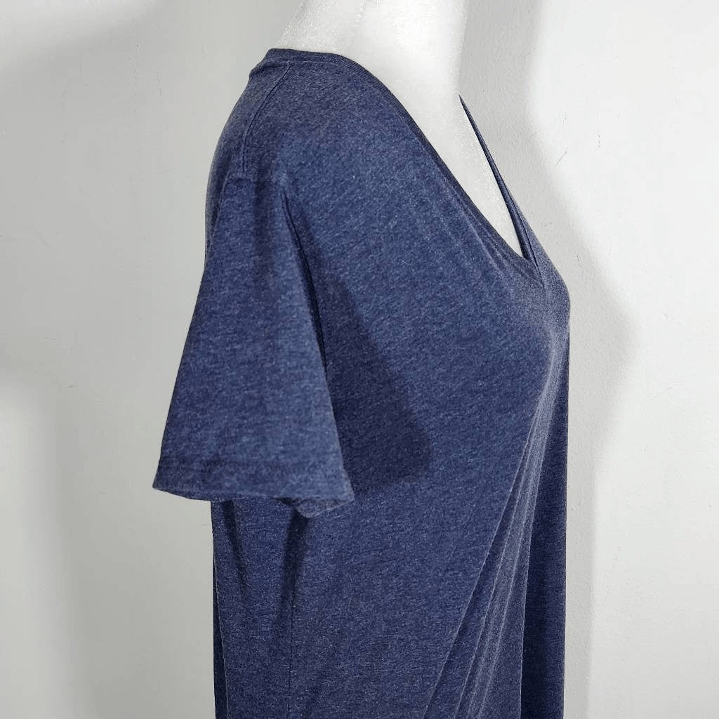 Blue Mountain Navy Short Sleeve V-Neck T-Shirt Size Medium